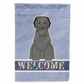 Welcome/Dog Breed Flag Canvas (Color: Briard - Black, size: 28 x 40)