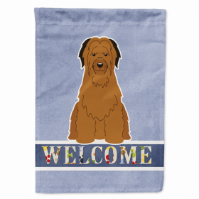 Welcome/Dog Breed Flag Canvas (Color: Briard - Brown, size: 28 x 40)
