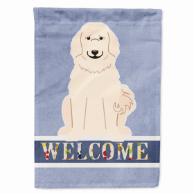 Welcome/Dog Breed Flag Canvas (Color: Great Pyrenees, size: 28 x 40)