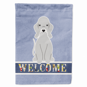 Welcome/Dog Breed Flag Canvas (Color: Bedlington Terrier - Blue, size: 28 x 40)