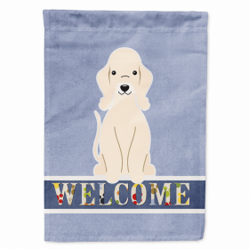 Welcome/Dog Breed Flag Canvas (Color: Bedlington Terrier - Sandy, size: 28 x 40)