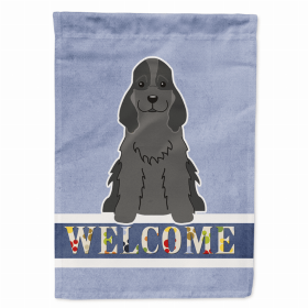 Welcome/Dog Breed Flag Canvas (Color: Cocker Spaniel - Black, size: 28 x 40)