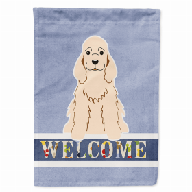 Welcome/Dog Breed Flag Canvas (Color: Cocker Spaniel - Buff, size: 28 x 40)
