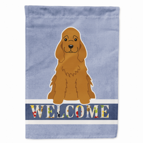 Welcome/Dog Breed Flag Canvas (Color: Cocker Spaniel - Red, size: 28 x 40)