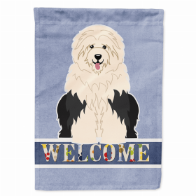 Welcome/Dog Breed Flag Canvas (Color: Old English Sheepdog, size: 28 x 40)