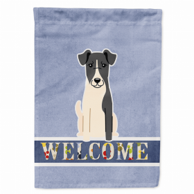 Welcome/Dog Breed Flag Canvas (Color: Fox Terrier - Smooth, size: 28 x 40)