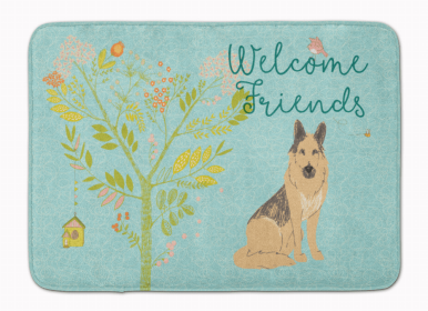 Welcome Friends Dogs Art Machine Washable Memory Foam Mat (size: 27 x 19)