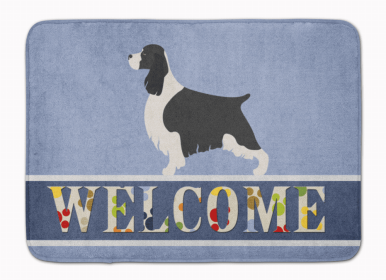 Dog Breed Themed Welcome Machine Washable Memory Foam Mat (Color: English Springer Spaniel, size: 27 x 19)