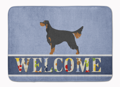 Dog Breed Themed Welcome Machine Washable Memory Foam Mat (Color: Gordon Setter, size: 27 x 19)