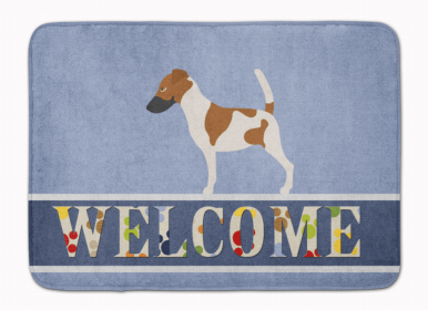 Dog Breed Themed Welcome Machine Washable Memory Foam Mat (Color: Fox Terrier - Smooth, size: 27 x 19)