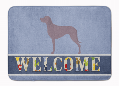 Dog Breed Themed Welcome Machine Washable Memory Foam Mat (Color: Weimaraner, size: 27 x 19)