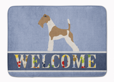 Dog Breed Themed Welcome Machine Washable Memory Foam Mat (Color: Fox Terrier - Wire, size: 27 x 19)