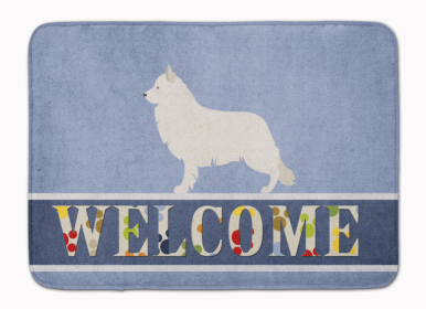 Dog Breed Themed Welcome Machine Washable Memory Foam Mat (Color: Berger Blanc Suisse, size: 27 x 19)