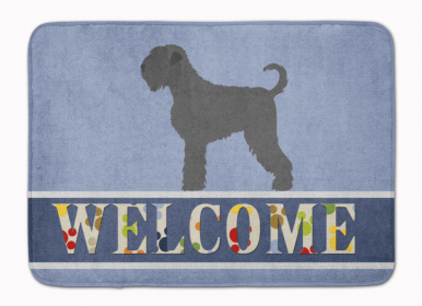 Dog Breed Themed Welcome Machine Washable Memory Foam Mat (Color: Black Russian Terrier, size: 27 x 19)