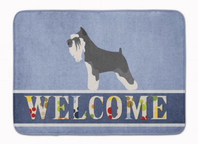 Dog Breed Themed Welcome Machine Washable Memory Foam Mat (Color: Schnauzer - Miniature, size: 27 x 19)