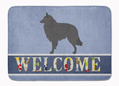 Dog Breed Themed Welcome Machine Washable Memory Foam Mat (Color: Belgian Sheepdog, size: 27 x 19)