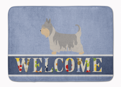 Dog Breed Themed Welcome Machine Washable Memory Foam Mat (Color: Silky Terrier, size: 27 x 19)