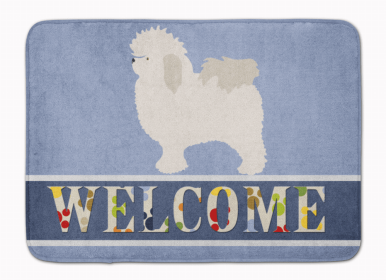 Dog Breed Themed Welcome Machine Washable Memory Foam Mat (Color: Bolognese, size: 27 x 19)