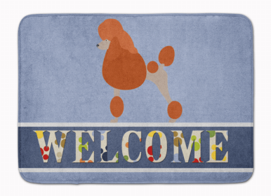 Dog Breed Themed Welcome Machine Washable Memory Foam Mat (Color: Poodle - Royal, size: 27 x 19)