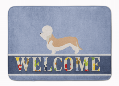 Dog Breed Themed Welcome Machine Washable Memory Foam Mat (Color: Dandie Dinmont Terrier, size: 27 x 19)