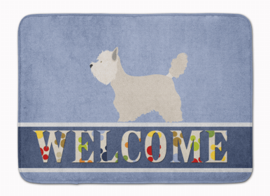 Dog Breed Themed Welcome Machine Washable Memory Foam Mat (Color: West Highland White Terrier, size: 27 x 19)
