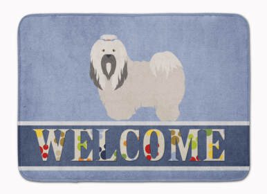 Dog Breed Themed Welcome Machine Washable Memory Foam Mat (Color: Lhasa Apso, size: 27 x 19)