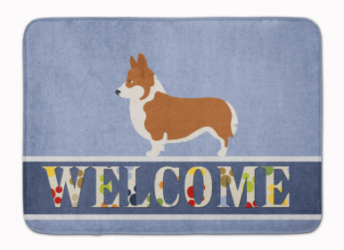 Dog Breed Themed Welcome Machine Washable Memory Foam Mat (Color: Corgi - Pembroke, size: 27 x 19)