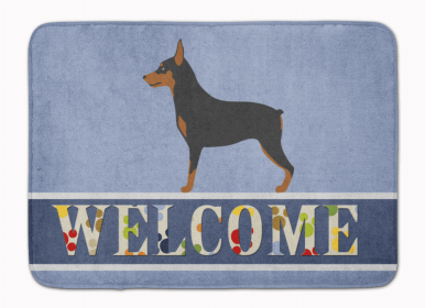 Dog Breed Themed Welcome Machine Washable Memory Foam Mat (Color: Miniature Pinscher, size: 27 x 19)