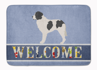 Dog Breed Themed Welcome Machine Washable Memory Foam Mat (Color: Landseer, size: 27 x 19)