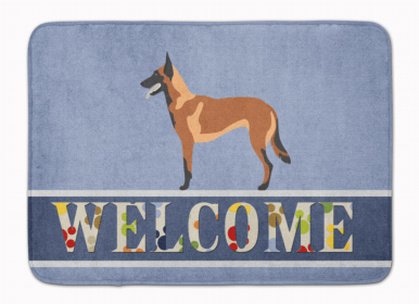 Dog Breed Themed Welcome Machine Washable Memory Foam Mat (Color: Malinois Belgian Shepherd, size: 27 x 19)