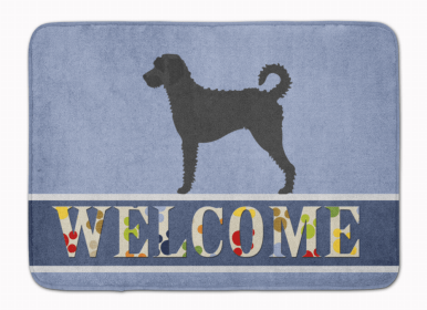 Dog Breed Themed Welcome Machine Washable Memory Foam Mat (Color: Labradoodle, size: 27 x 19)
