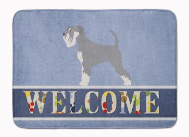 Dog Breed Themed Welcome Machine Washable Memory Foam Mat (Color: Schnauzer, size: 27 x 19)