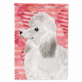 Love/Dog Breed Themed Flag Canvas (Color: Poodle - White, size: 28 x 40)