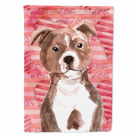Love/Dog Breed Themed Flag Canvas (Color: Staffordshire Bull Terrier - Red, size: 28 x 40)