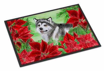 Poinsettas Dog Artwork Mat (size: 27 x 18)