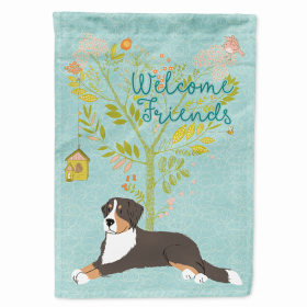 Welcome Friends/Dog Breed Themed Flag Canvas (Color: Bernese Mountain Dog, size: 28 x 40)
