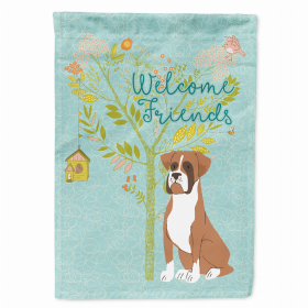 Welcome Friends/Dog Breed Themed Flag Canvas (Color: Boxer - Fawn, size: 28 x 40)