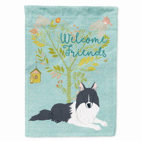 Welcome Friends/Dog Breed Themed Flag Canvas (Color: Collie - Black and White, size: 28 x 40)