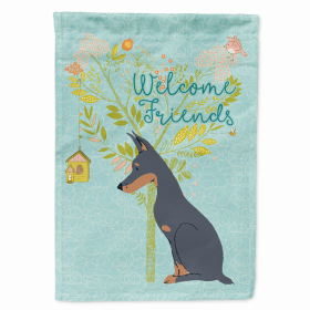 Welcome Friends/Dog Breed Themed Flag Canvas (Color: Doberman Pinscher, size: 28 x 40)