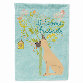 Welcome Friends/Dog Breed Themed Flag Canvas (Color: Great Dane - Cropped Ears - Fawn, size: 28 x 40)