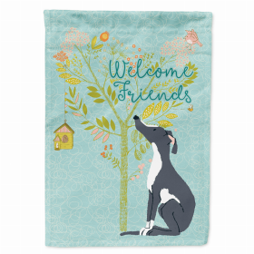 Welcome Friends/Dog Breed Themed Flag Canvas (Color: Greyhound - Black and White, size: 28 x 40)