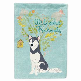 Welcome Friends/Dog Breed Themed Flag Canvas (Color: Siberian Husky, size: 28 x 40)