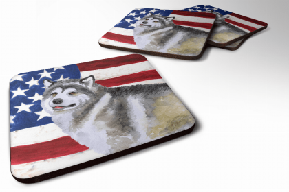 Patriotic Design with Dog Foam Coaster Set of 4 (size: 3.5 x 3.5)