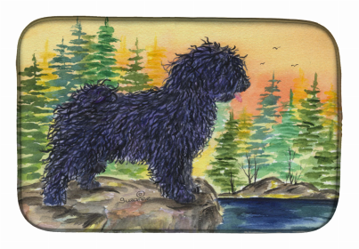 Dog Breed Themed Art Dish Drying Mat (Color: Puli, size: 14 x 21)
