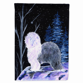 Starry Night Old English Sheepdog Flag Garden Size (Color: SS8401GF, size: 11.5 x 15)