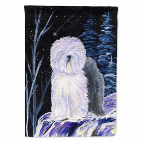 Starry Night Old English Sheepdog Flag Garden Size (Color: SS8406GF, size: 11.5 x 15)