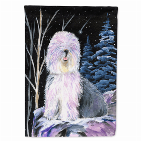 Starry Night Old English Sheepdog Flag Garden Size (Color: SS8409GF, size: 11.5 x 15)