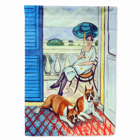 Lady/Dog Breed Flag Canvas (Color: Boxer, size: 28 x 40)