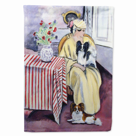 Lady/Dog Breed Flag Canvas (Color: Papillon, size: 28 x 40)