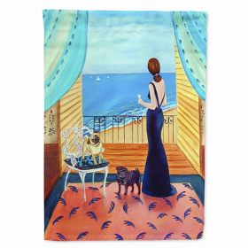 Lady/Dog Breed Flag Canvas (Color: Pug 2, size: 28 x 40)